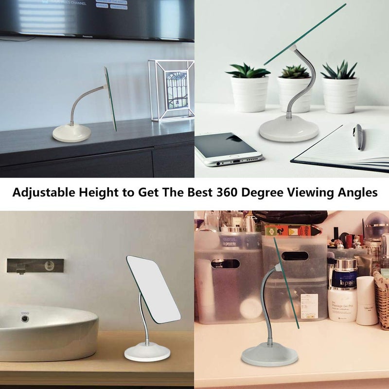 YEAKE Adjustable Flexible Gooseneck Makeup Mirror,360Â°Rotation Folding Portable Desk Vanity Mirror with Stand Shower Shaving Cosmetic Mirror Square - Image 4